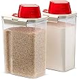 Komax Rice Container – Dry Food Storage Containers – BPA-Free Plastic Containers for Rice & Grain Storage – Rice Dispenser w/Lid & Measuring Scoop – Dishwasher Safe Food Containers (Set of 2)