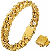 murtoo Mens Cuban Link Chain Bracelet, 6/8/12MM Stainless Steel Bracelets for Men Silver Black Gold, Hip Hop Link Bracelet with Detachable Clasp Gift for Men Him