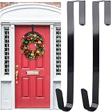 2 Pack Black Metal Door Hooks 12in Wreath Hanger for Front Door view 1