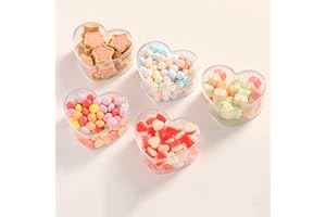KISSYOU 8 Pieces Heart Shaped Box Clear Acrylic Heart Candy Box Bridesmaid Proposal Ring Holder Heart-shaped Cube Crystal Jewelry Display Boxes with Lid for Wedding Birthday Christmas Gift
