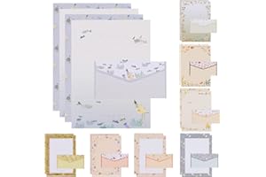 TMTAINS 72Pcs Stationery Paper and Envelopes Set Contain 48Pcs Letter Paper 24Pcs Envelopes Double Sided Floral Design Lined Stationary Set for Writing Letters Poem Office School Supplies