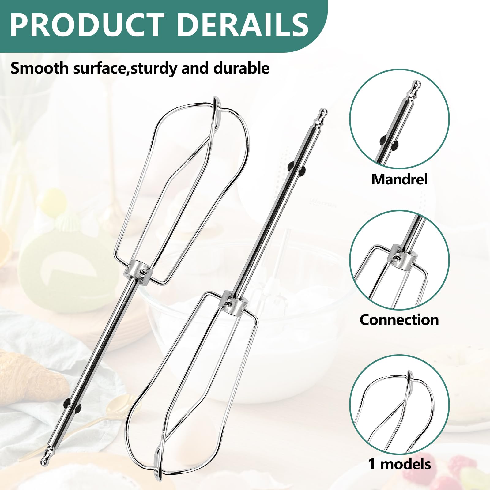 Hand Mixer Replacement Beaters for Cuisinart CHM Series Hand Mixer Parts, HM-50 HM-50BK HM-70 CHM-3 CHM-7PK, Hand Mixer Replacement Beaters CHM-BTR, Electric Mixer Replacement Parts, 4 Pack