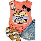 On Cruise Time Coconut Tree Tank Tops for Women Summer Vacation Sleeveless Shirts Casual Beach Praty Graphic Tees Vest