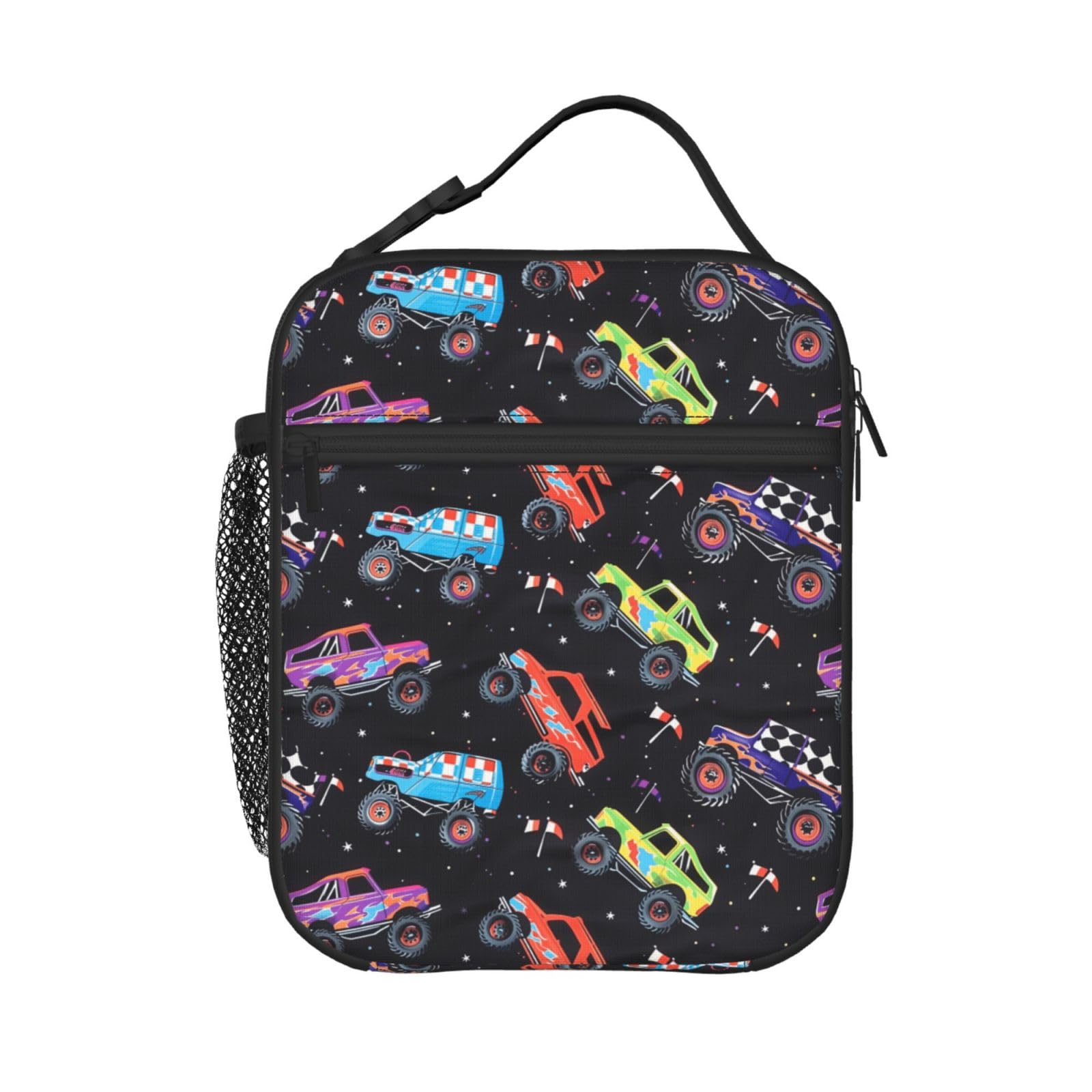 Photo 1 of ******reference photos *****PrelerDIY Colorful Monster Trucks Lunch Box - Insulated Lunch Bags for Boys/Girls/Women/Men Detachable Handle Lunchbox Meal Tote Bag