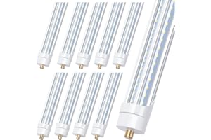 8ft LED Bulbs, LED Shop Light Single Pin, V Shaped 8foot LED Tube Lights, T8 T12 FA8 LED Bulb, 90W 10000LM, Clear Cover, Dayl