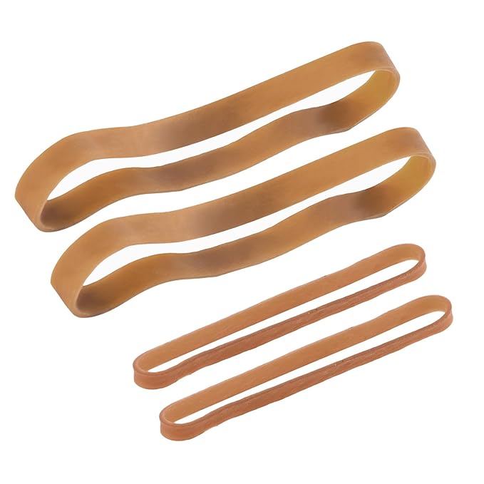 60 Stück Gummibänder Set, Große Elastikbänder für Büro Haus Schul Bedarf, 100 x 5 mm, 160 x 10 mm, Dunkelgelb