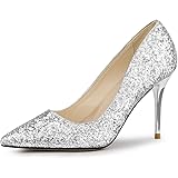 Allegra K Women's Glitter Pointed Toe High Heels Stiletto Heel Pumps