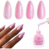 AZUREBEAUTY Pearl Pink Nail Polish Quick Dry Shimmer Light Pink Natural Nail Lacquer Fingernail Polish High Shine Salon-Quali