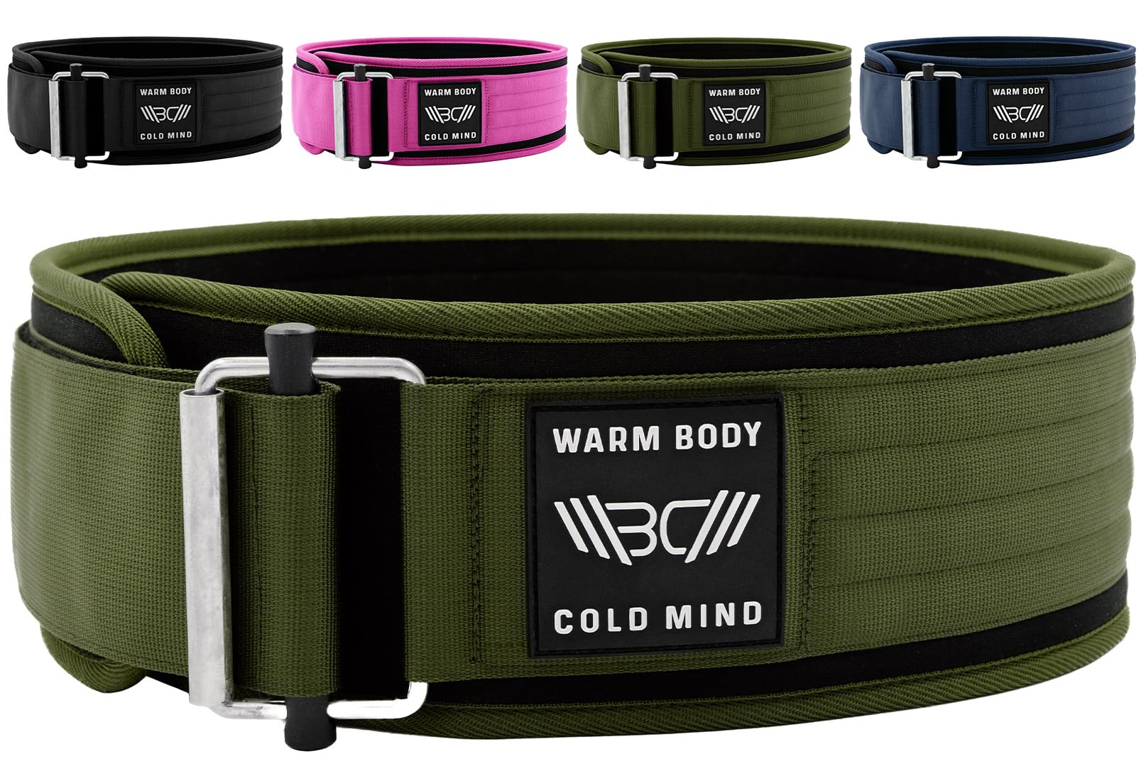 WARM BODY COLD MIND 4" Weight Lifting Belt 2.0 - Perfect for Olympic Weightlifting, Squats, Deadlift, Powerlifting - Gym Back Support for Men and Women