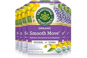 Traditional Medicinals Tea, Organic Smooth Move, Relieves Occasional Constipation, Senna, 96 Tea Bags (6 Pack)