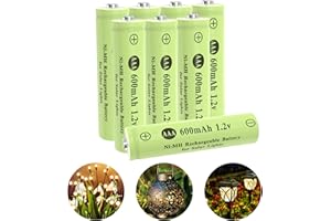 Porvoo AAA Ni-MH 600mAh 1.2V Rechargeable Batteries, AAA Solar Batteries for Outdoor Solar Lights, Garden Lights, String Lights (8 Pack AAA)