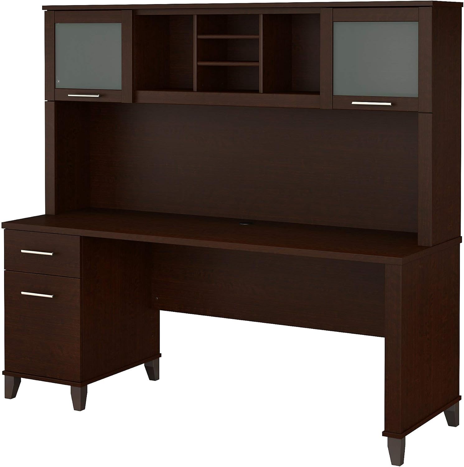 Bush Furniture Somerset Office Desk with Drawers and Hutch, 72W, Mocha Cherry