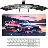 ANMOGID JDM Car R34 Large Mouse Pad Japanese Car Purple Sea Cool Desk Mat Computer Accessories Gaming Office Organizers Supplies Decor Essentials Keyboard Pads for Desk Rubber 30x60cm