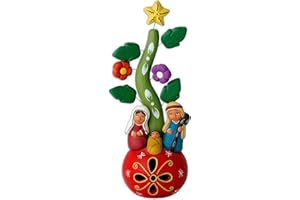 NOVICA Artisan Handmade Ceramic Nativity Scene Christmasthemed Nativy from Peru Multicolor Holiday Decor Ornaments Scenes Christian Religious [5.5in H x 2in W x 2in D] ' Sweet Walk of Life'