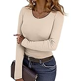 Dokotoo Women's Thermal Shirts Long Sleeve Light Fleece Lined Undershirt Warm Slim Fit Basic Tops