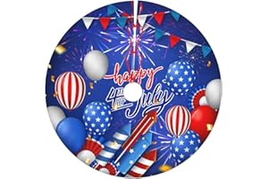 ODFOVOWO 4th of July Independence Day Tree Skirt Xmas Tree Mat Halloween Christmas Tree Ornaments Decorations Holiday Party Indoor Outdoor 36"