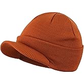 Home Prefer Men's Winter Beanie Hat with Brim Warm Double Knit Cuff Beanie Cap Watch Radar Hat