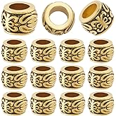 SOFPLATE 1 Box 150Pcs Large Hole Alloy Beads Gold European Spacer Bead Bulk Antique Alloy Metal Rondelle Column Barrel Charm Loose Beads for Bracelets Beading Earrings Necklace Jewelry Snake Chain