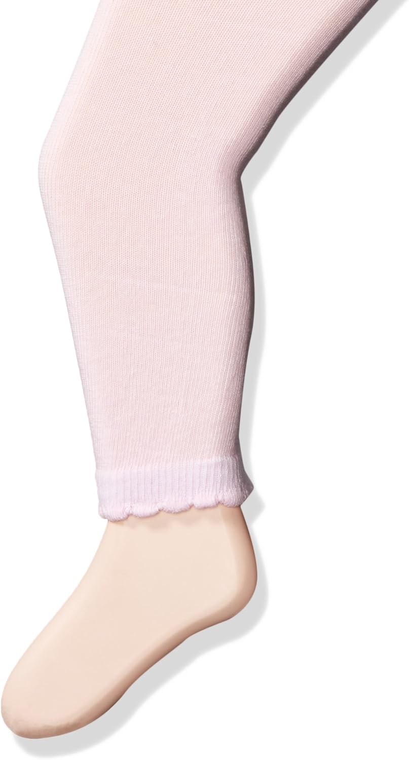 Jefferies Socks Girls' Baby Cotton Footless Tights with Scalloped Edge: Clothing