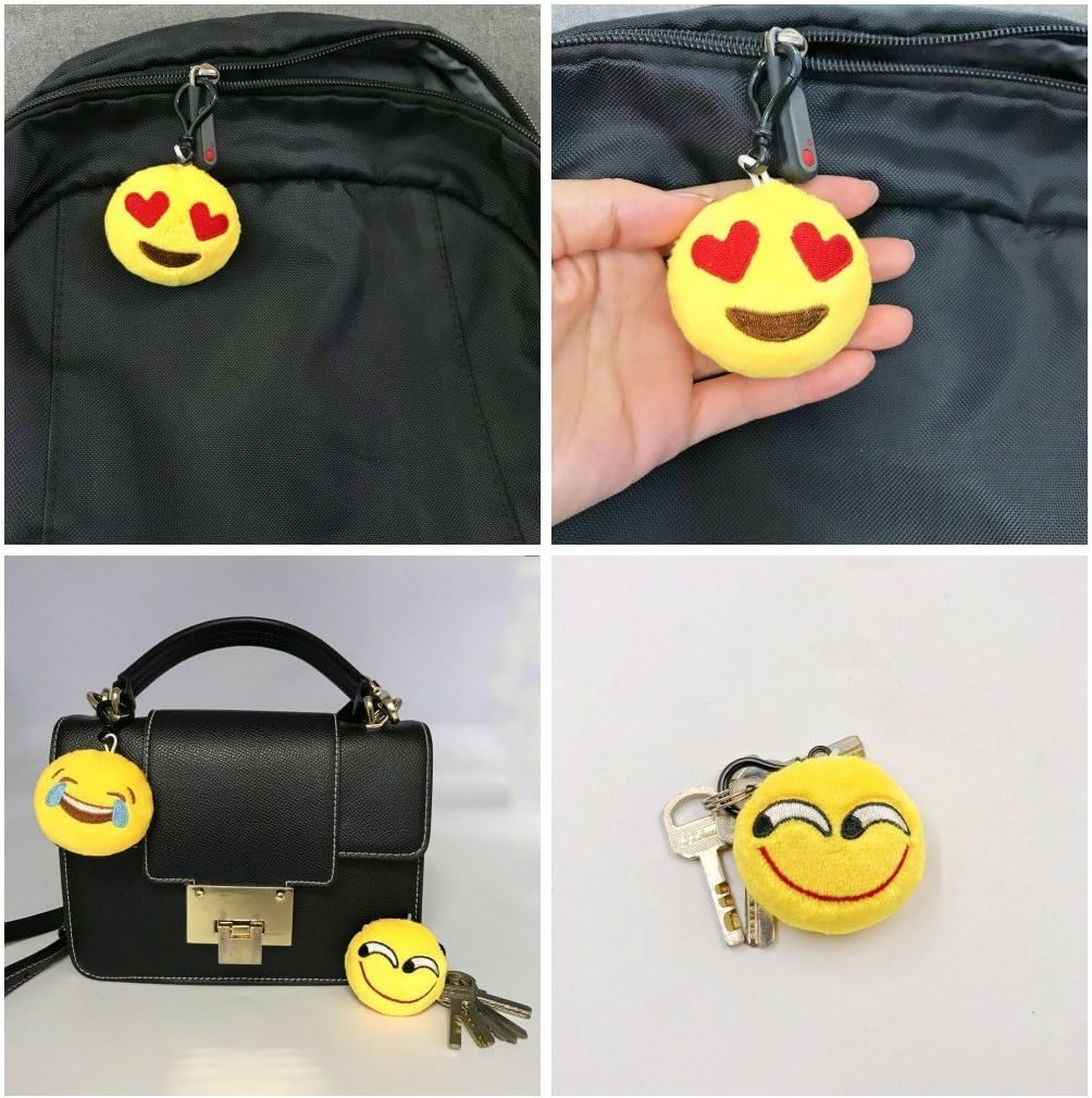 JZK 45 pcs Mini plush emoticon keychain keyring 5cm / 2 inch yellow small smiley face backpack key chain for kids adult birthday party favours keepsake giveaways gift - Image 3