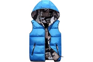 Happy Cherry Kids Winter Hooded Vest Padded Camouflage Reversible Waistcoat Sleevelss Jacket 3-12Y