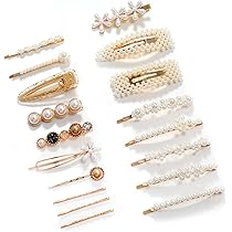 ヘアアクセサリー [MOMENTEL] Spiky Pearl Hairpin Alloy Twist Cross Pearl Bun Hairpin Ponytail Holder Hair