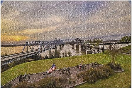 Amazon Co Jp Hd ヴィックスバーグミシシッピ州ミシシッピ川のミシシッピ川を渡る橋 大人用19x27のプレミアム1000 ピースジグソーパズル おもちゃ