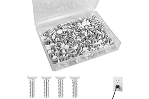 Wall Plate Screws 120 Pcs – 5/16 Inch Length 6-32 Thread White Carbon Steel Oval Head – Electrical Outlet Cover Screws with S