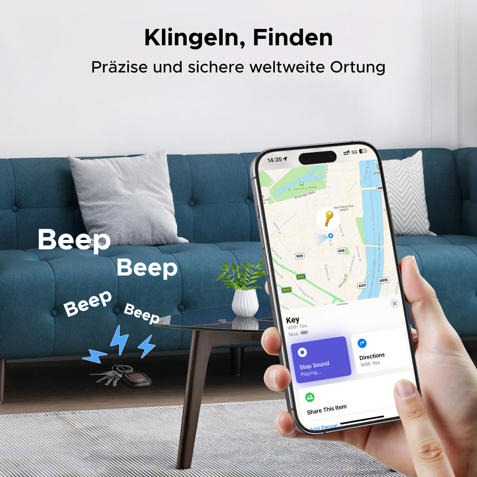 UGREEN FineTrack Pro Solar Finder, Schlüsselfinder kompatibel mit Apple Find My (nur iOS), IP68 wasserdicht, Tracker für Schlüssel, Koffer, Auto, Outdoor & Reise, Bluetooth Tracker mit Solarenergie 3