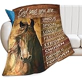 Tijuboni Christian Horse Throw Blanket Horse Gifts for Girls Boys Women Men Kids Adults Soft Flannel Fleece Blanket for Couch Sofa Bed Home Decor 40"x50"