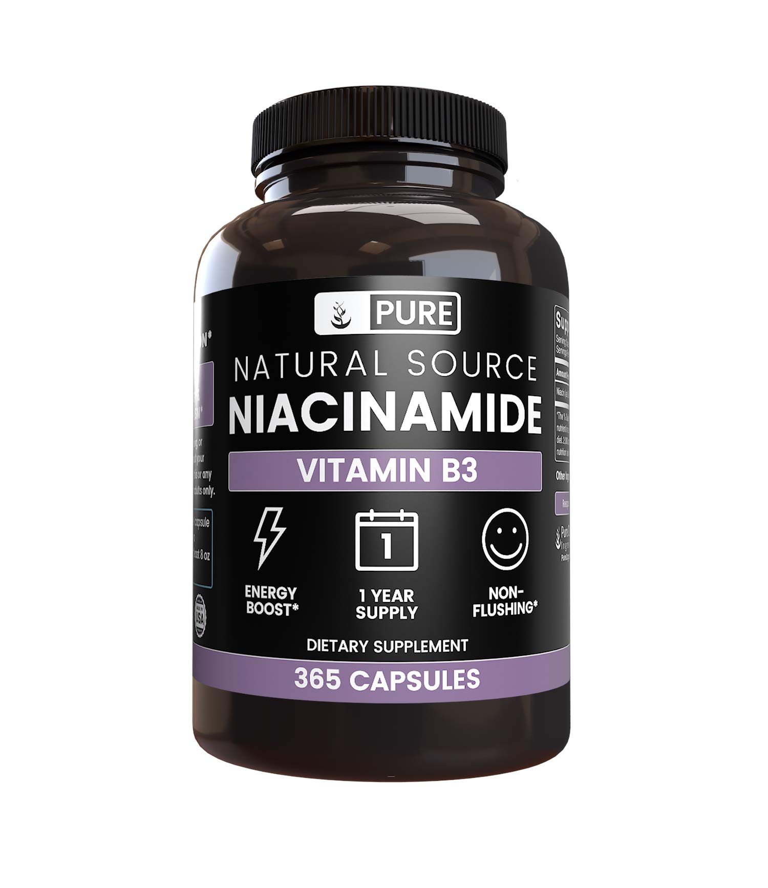 Pure Niacinamide (Vitamin B3) 1Year Supply 365 Capsules Natural