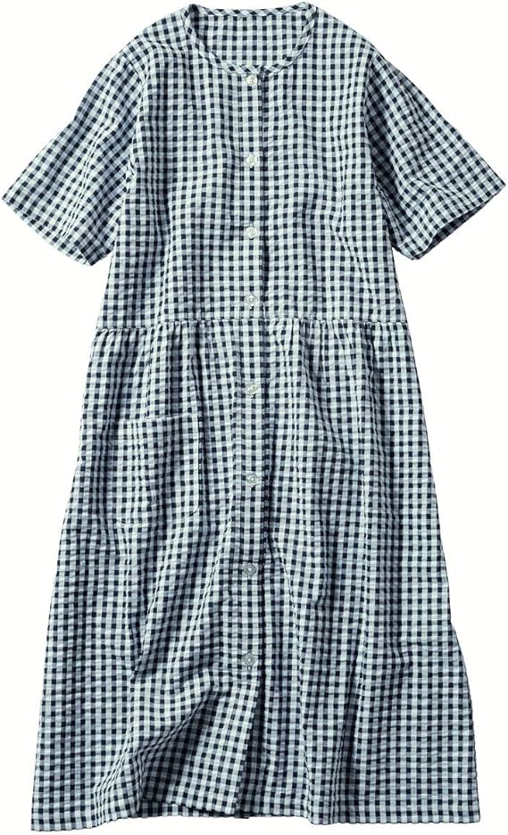 Amazon セシール ルームウェア 綿100 さらっと涼しいサッカー素材の前開きネグリジェ レディース パジャマ ルームウェアトップス 通販