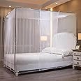 Niemro White Mosquito Net Tent for Bed，One Side Opening Canopy Netting Curtain Net for Bedroom Decoration for Twin Size（Without Bed Frame）