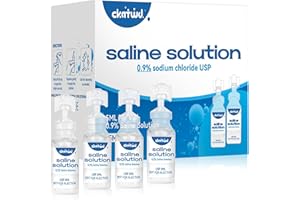 CKATWD 0.9% Saline Solution,Normal Saline Solution for All Ages,Sodium Chloride 0.9% for Nose,Saline Ampoules-40 Vials 5ml Un