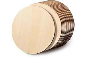 20 Pcs Unfinished Wooden Circle Slices,4 inch Wood Circle Cutouts DIY Coasters Party Favours Gift Idea Home Decoration Craft