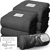 Moukeren 6 Pack Employee Appreciation Gifts Thank You Blankets Bulk, 50 x 60 Inch Fuzzy Cozy Blankets with Inspirational Quote, Soft Flannel Throws for Teachers Nurses(6 Pack,Dark Gray,Difference)