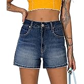 ZOLUCKY Jean Shorts Womens Summer High Waisted Denim Stretchy Ripped with Pockets