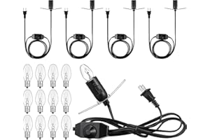 VIHOSE Salt Lamp Cord Replacement Set 4 Pack 5.9FT Power Cord with Dimmer Switch 12 Pcs C7 15w Lights Bulbs for Himalayan Rock Lamps Night Lights Decorative Replacement Accessory