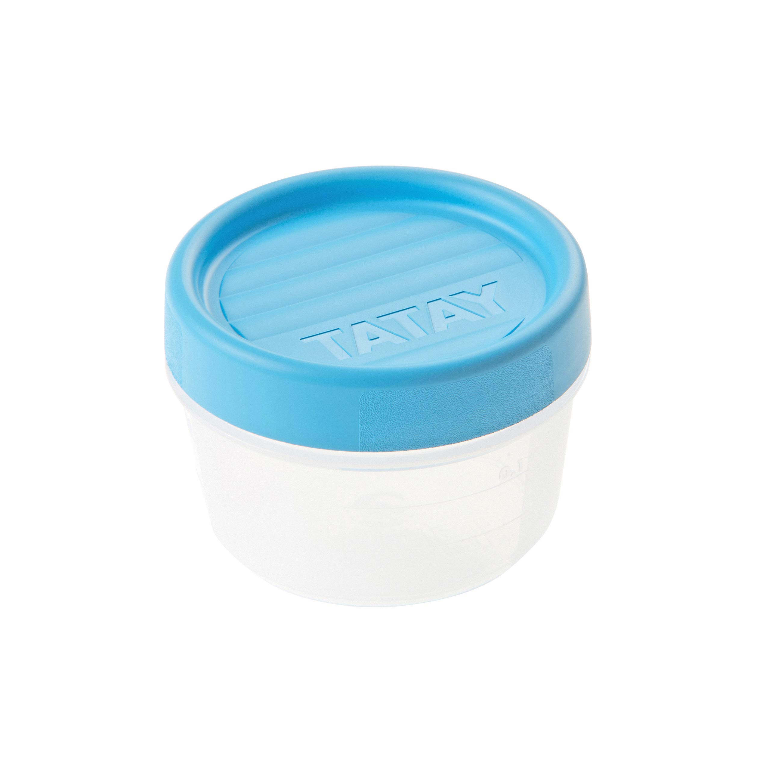 TATAY Food Container 0.2L Twist | Screw-Top Lid | Plastic Food Containers with Lids | Microwave, Dishwasher, Fridge & Freezer Safe | BPA-Free Plastic | 8.5x8.5x6 cm, Blue