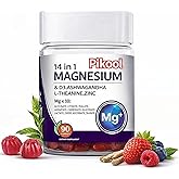 Pikool Magnesium Complex Gummies for Women, 14-in-1 DeepCalm Formula with Ashwagandha & L-Theanine, Vitamin D3 & Zinc, Cortisol Balance Supplements, Vegan, No Added Sugar, 90 Count