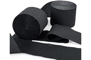 INFITE Crepe Paper Streamers Decors for Birthday Wedding Festival Ornament Graduation Colorful Candyland Party Backdrop, Rainbow DIY Supplies, Art Crafts (2 Pack Black)