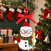 4 Inches Snowman Teacher Christmas Ornament, Wooden Teacher Snowman Tree Ornament Hanging Decoration for Rearview Mirror,Window,Eaves,Fireplace,Home Holiday Party Tree Decor and Teachers Gifts