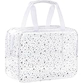 UUYUUY PVC Clear Makeup Bag for Women Waterproof Star Make Up Bag Toiletry Bag Travel Durable Cosmetic Bag Large Cute Tote Bag Organizer Makeup Pouch
