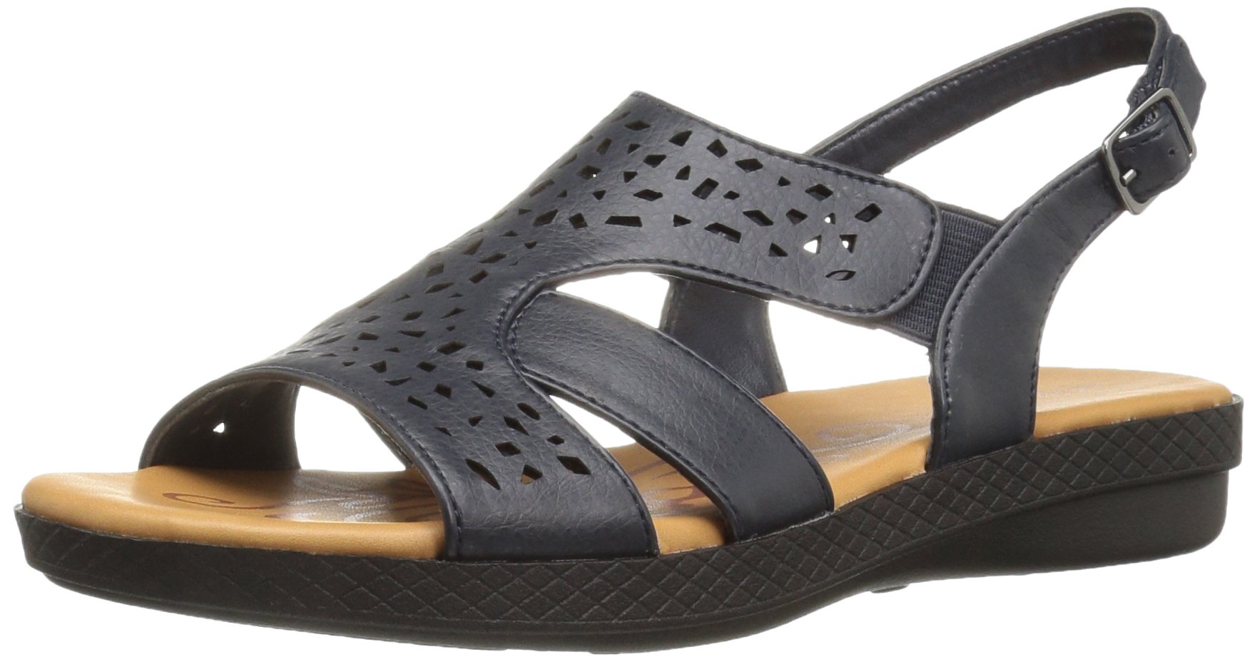Easy Street Women's Bolt Flat Sandal, Navy, 8.5 Wide