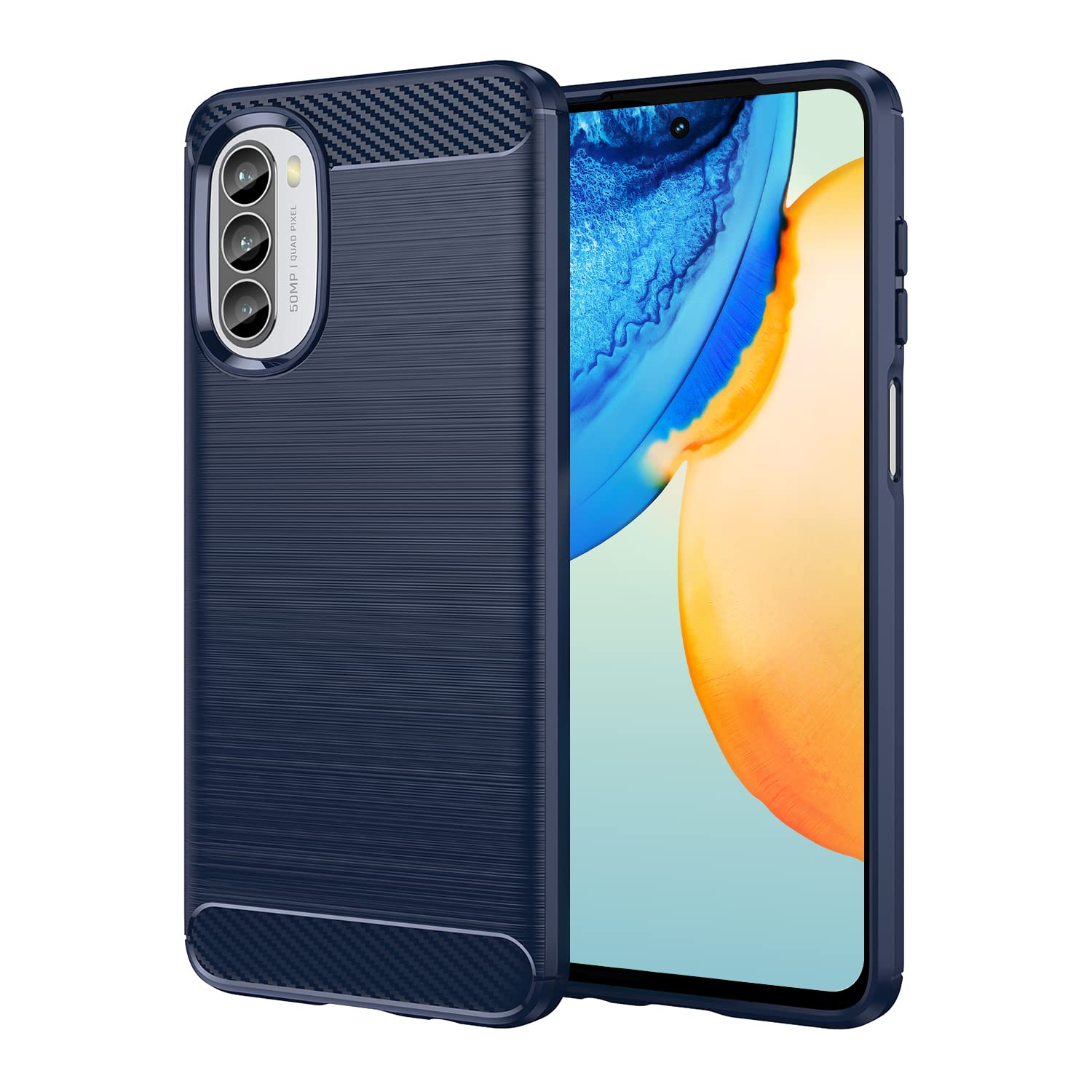 SCL Case for Moto G52 Case Motorola G52 Case [Blue], Carbon Fibre Effect Gel Grip Protection Cover [Anti Scratch][Anti Collision] Case Compatible with Motorola Moto G52
