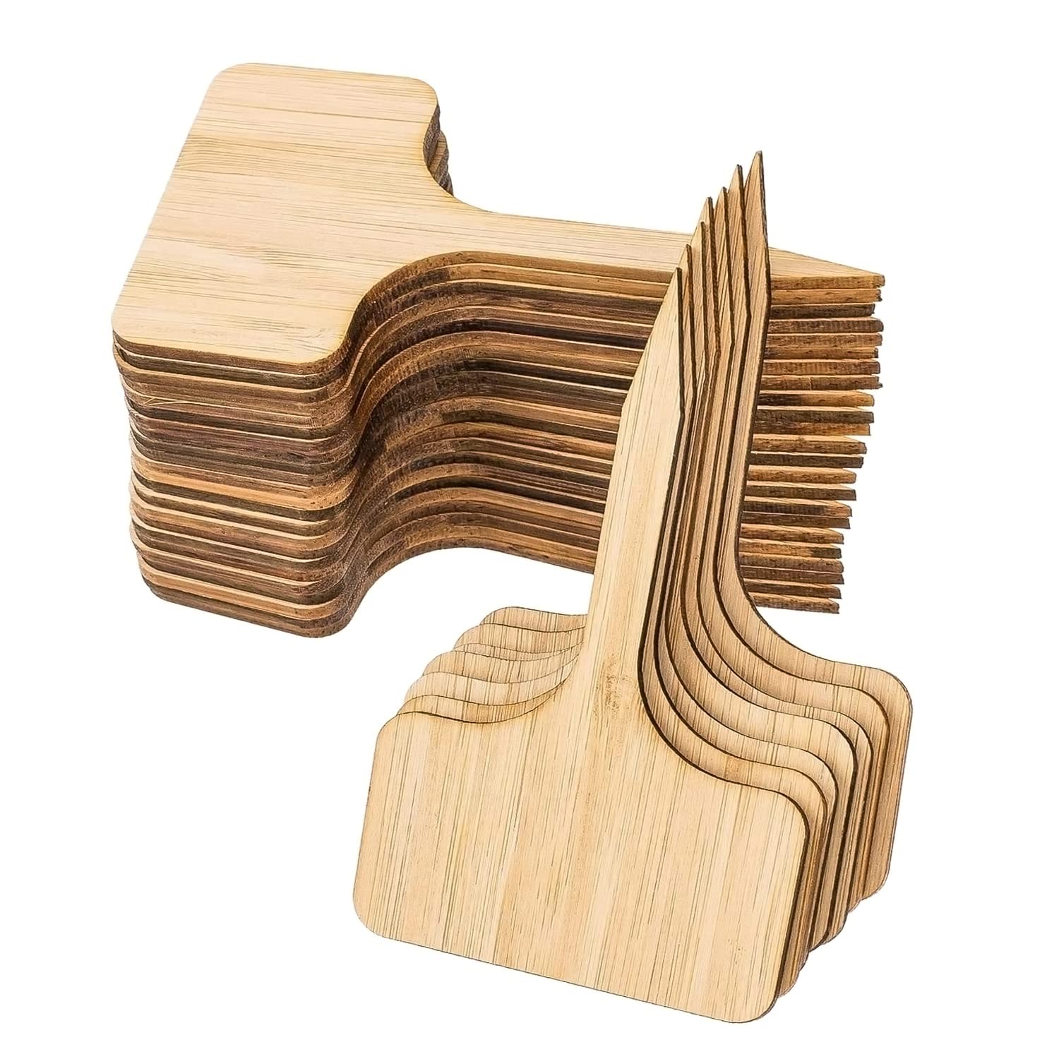 Plant Labels, 30 Pcs Bamboo Plant Markers Wooden T-Type Tags for Outdoor Garden Plants Signs Herbs Slate Plants Succulents Potted Plants 10x6 cm