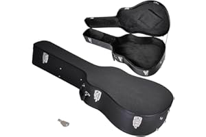 ZeHuoGe Wood Hard-Shell Case With Lock For 41" Acoustic Dreadnought Guitar PU Surface (For Acoustic Guitar)