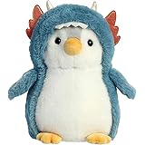 Aurora® Playful Pompom Penguin™ Dragon Stuffed Animal - Vibrant Companions - Endless Fun - Blue 7 Inches