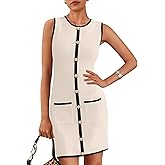 KIRUNDO Women's Work Business Casual Dress 2026 Summer Cocktail Semi Formal Office Elegant Classy Knit Color Block Dresses