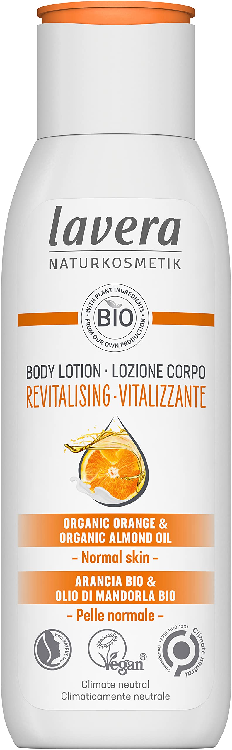 lavera Body Lotion Revitalising - Natural Cosmetics - vegan - Organic Orange & Organic Almond Oil - certified - 200ml